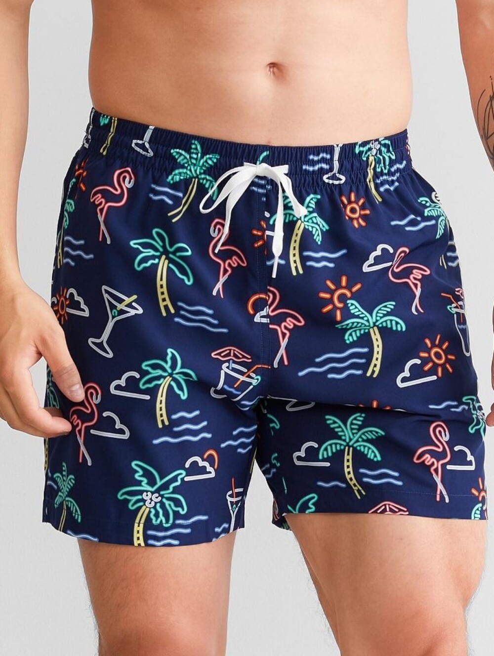 chubbies Navy Neon Tropical Swim Trunks